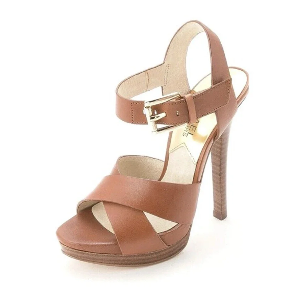 Michael Michael Kors Women's Oksana Sandal Luggage SZ 7 1/2